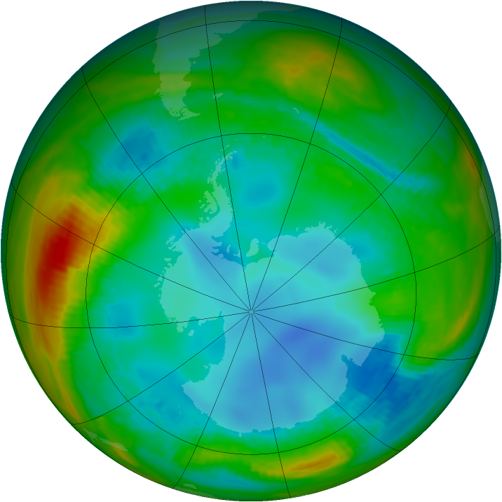 Antarctic ozone map for 01 August 1989